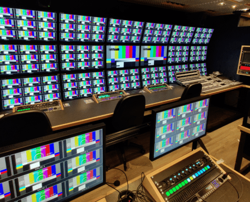 Live Media MU-5 mobile production truck interior monitor wall